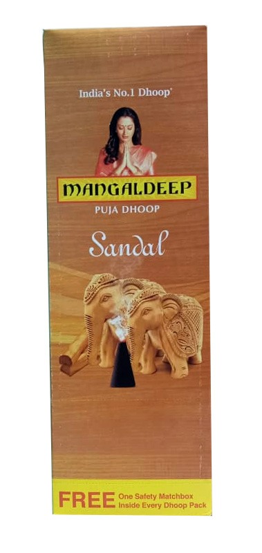 Mangaldeep  Sandal Dhoop ,Rs. 15 | Pack of 12 with Free Match Box Inside 